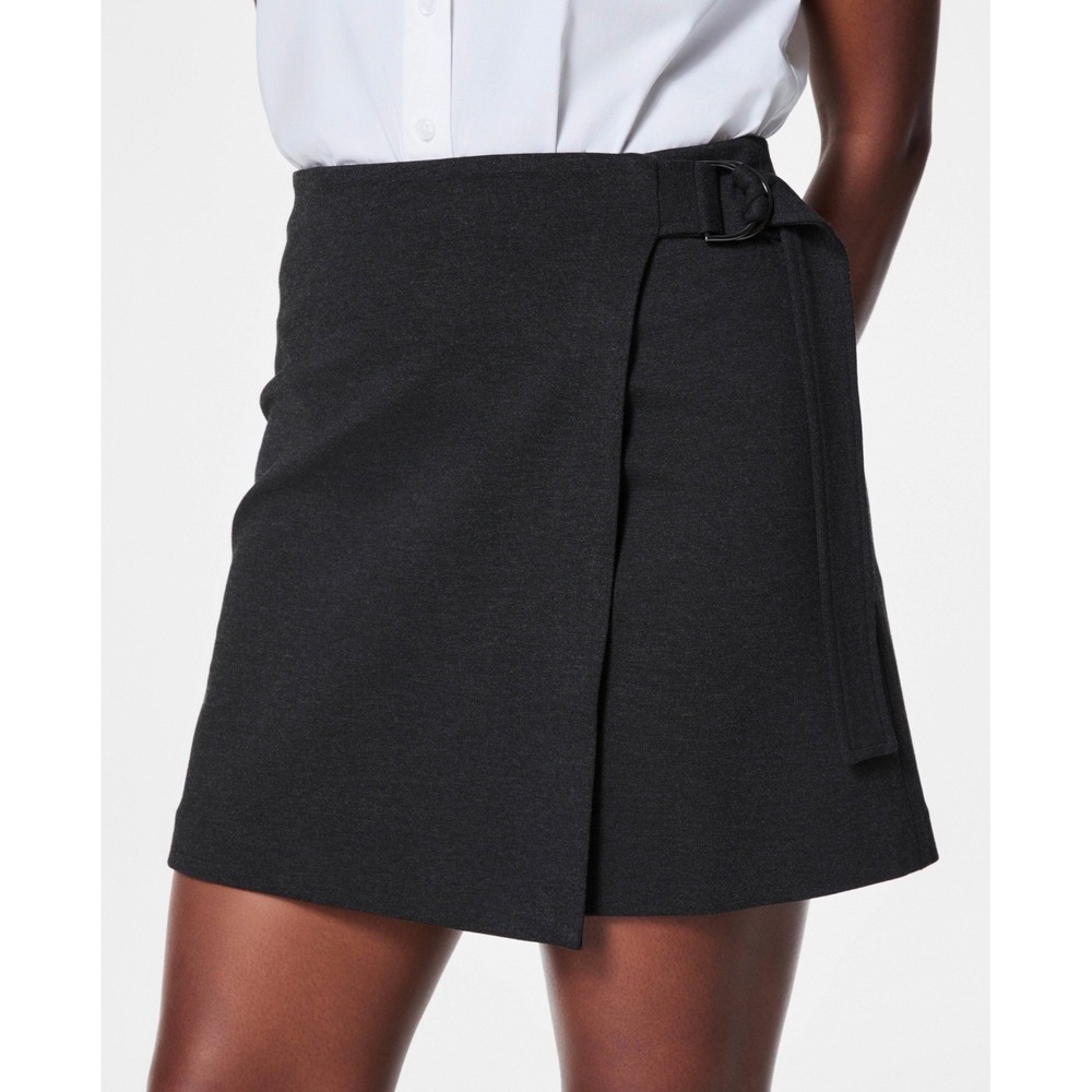 SPANX Ponte Wrap Mini‎ Skirt XS Black NEW Classic Comfort Shorts Modern